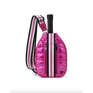 Prenelove Pickleball Puffer Crossbody Sling Bag Pink Unisex One Size